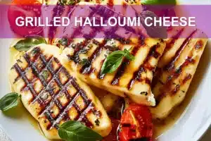 Grilled Halloumi Cheese: Easy and Irresistible Recipe GRILLED HALLOUMI CHEESE centered hero view, clean and uncluttered
