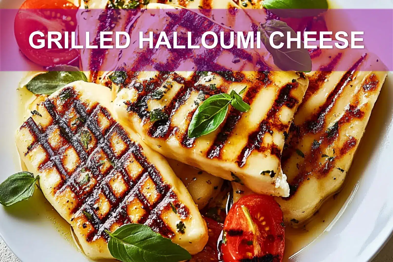 GRILLED HALLOUMI CHEESE centered hero view, clean and uncluttered