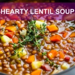 HEARTY LENTIL SOUP centered hero view, clean and uncluttered