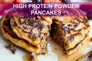 High-Protein Powder Pancakes: Delicious and Easy Recipe HIGH PROTEIN POWDER PANCAKES centered hero view, clean and uncluttered