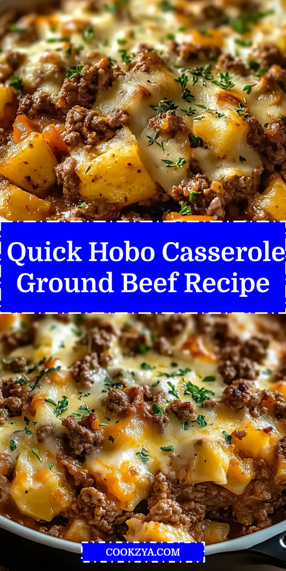 Hobo Casserole Ground Beef Recipe Rich and Easy 6 HOBO CASSEROLE GROUND BEEF RECIPE centered hero view, clean and uncluttered_pin