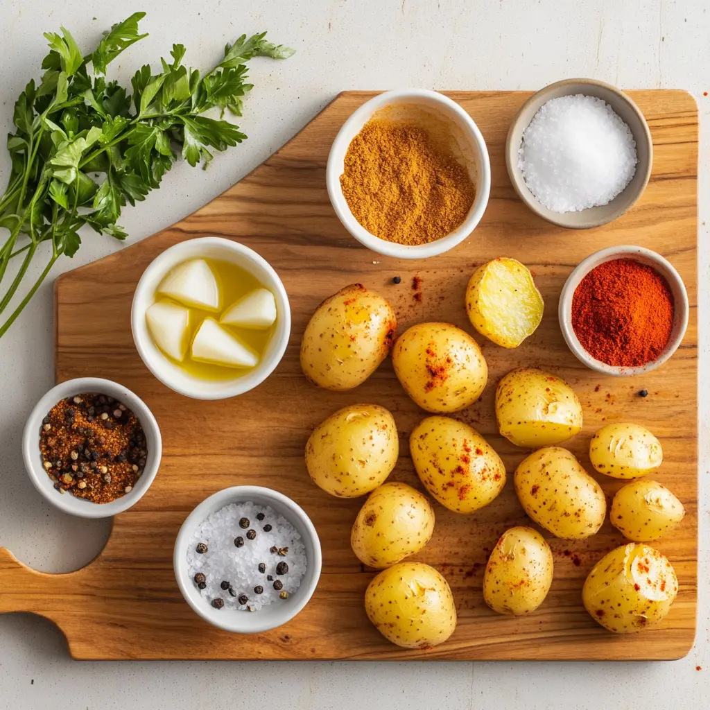 Air Fryer Crispy Baby Potatoes: Simple and Irresistible 5 AIR FRYER CRISPY BABY POTATOES golden crispy baby potatoes plated with herbs and sea salt flakes