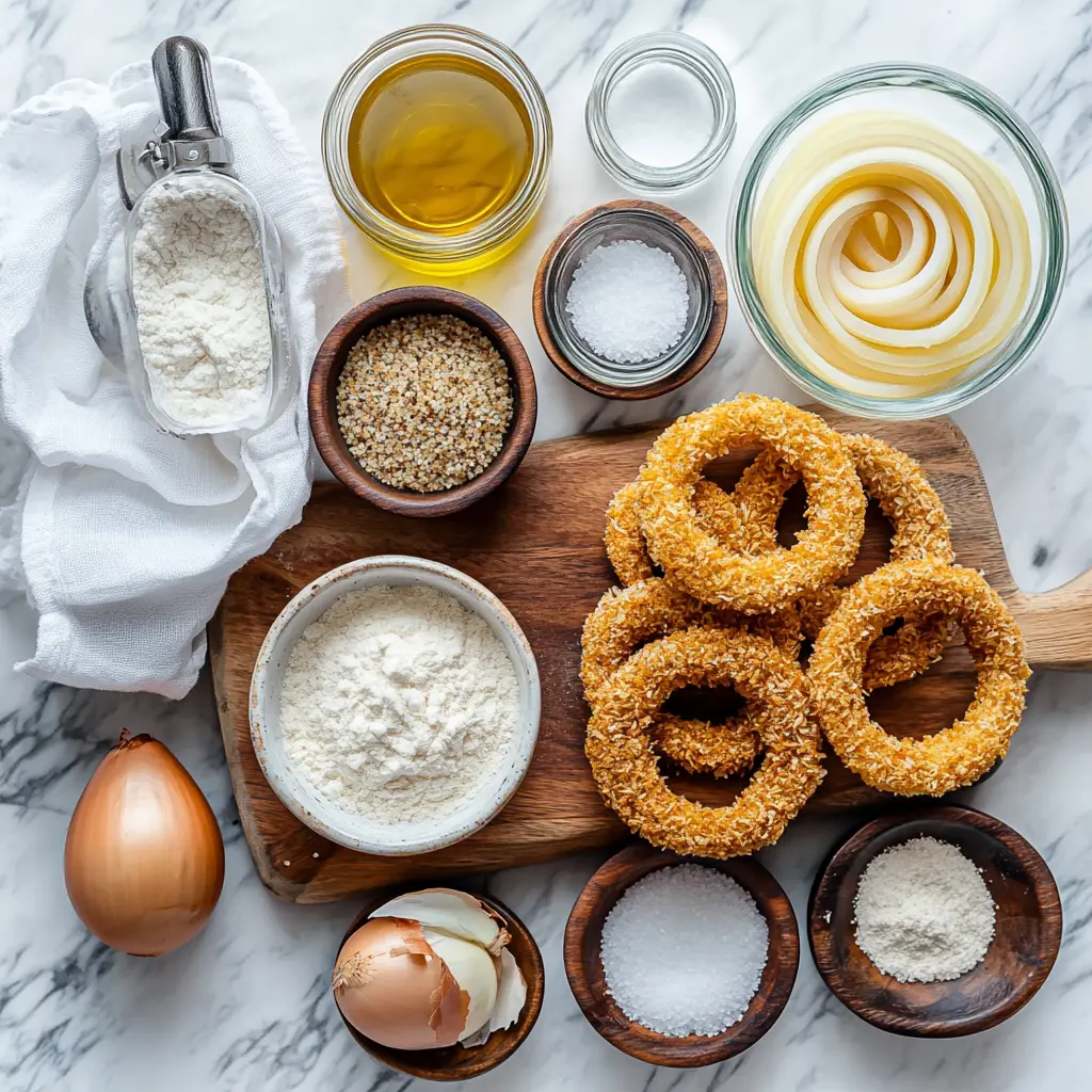 Air Fryer Crispy Onions: Simple Delicious Recipe 5 AIR FRYER CRISPY ONIONS golden onion rings on white napkin with clear glass of water