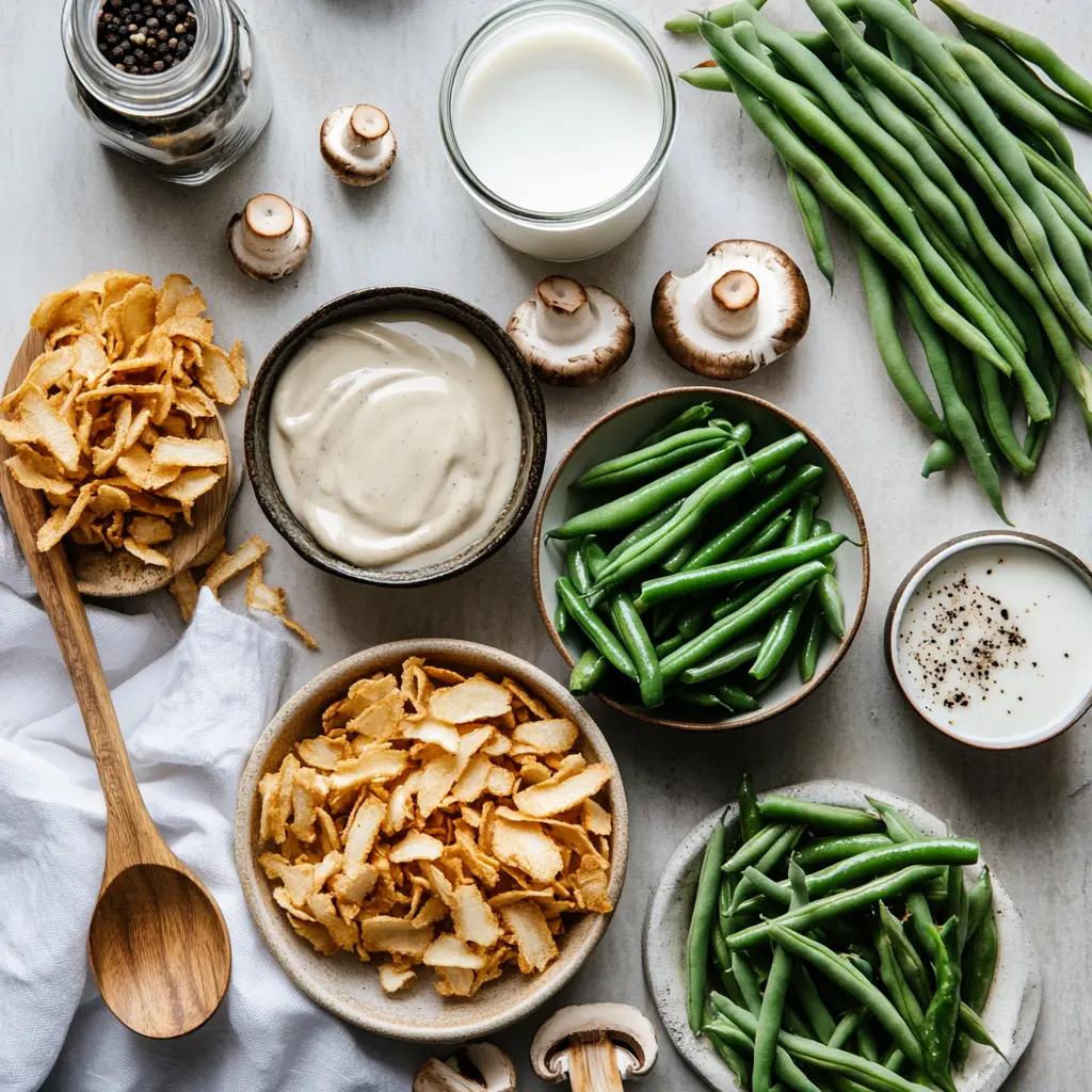 Campbells Green Bean Casserole: Delicious Easy Recipe 5 CAMPBELLS GREEN BEAN CASSEROLE creamy mushroom green beans topped with crispy fried onions in warm light