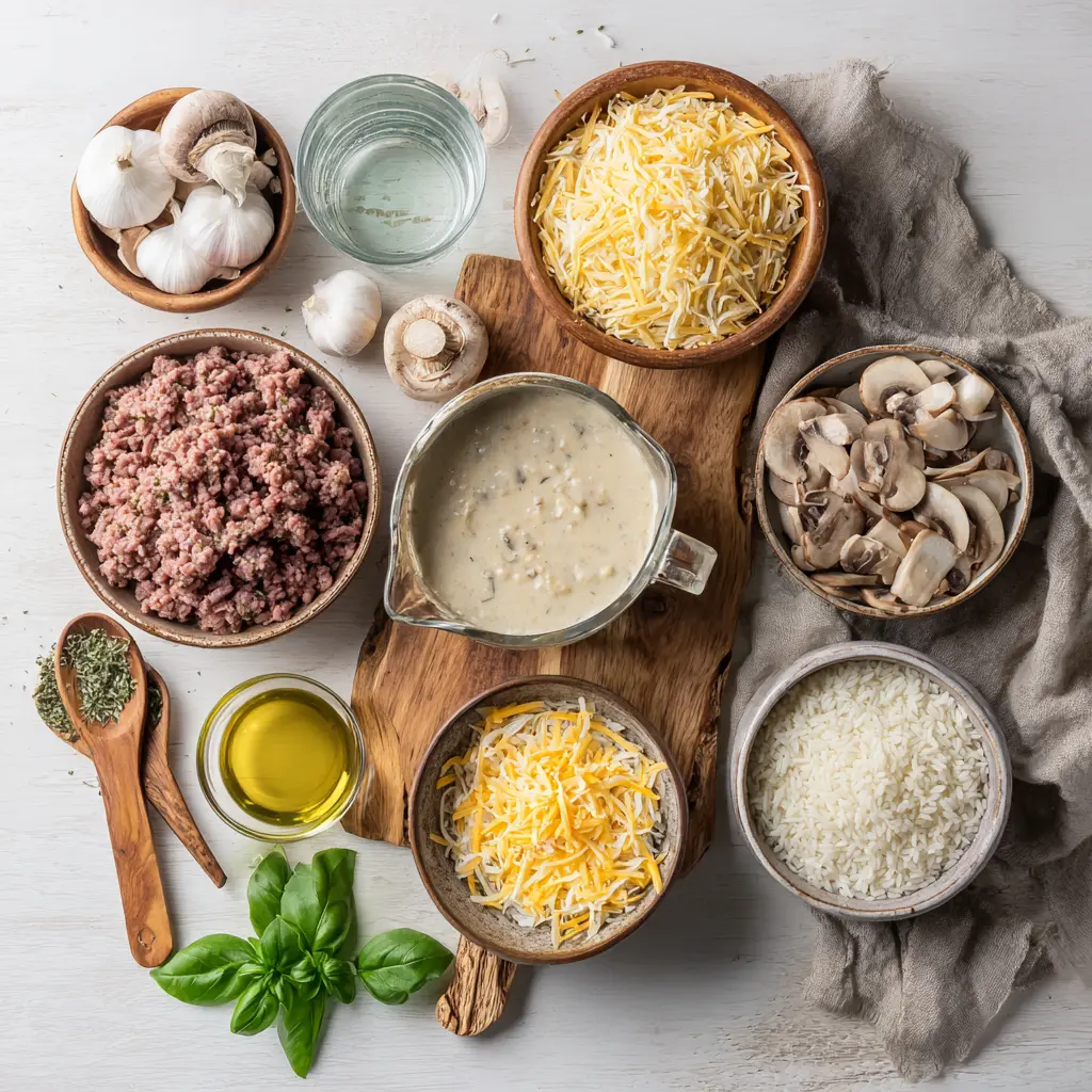Cheesy Hamburger Rice Casserole: Easy and Delicious Recipe 5 CHEESY HAMBURGER RICE CASSEROLE creamy baked casserole with melted cheddar and fresh herbs