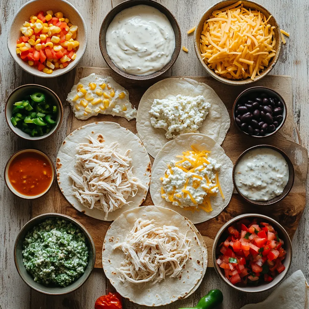 Cheesy Rotisserie Chicken Burritos Recipe Unveiled 5 CHEESY ROTISSERIE CHICKEN BURRITOS centered hero view, clean and uncluttered