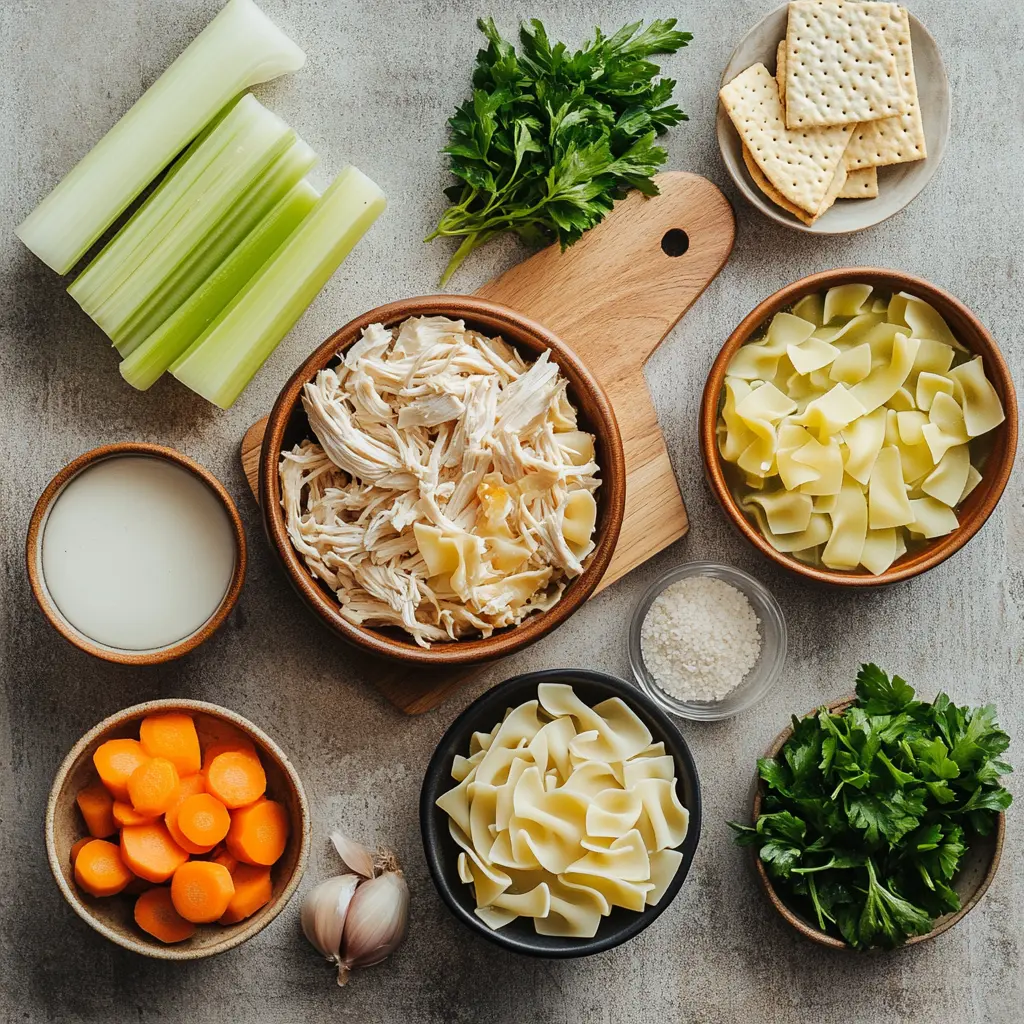 CHICK FIL A CHICKEN NOODLE SOUP RECIPE centered hero view, clean and uncluttered