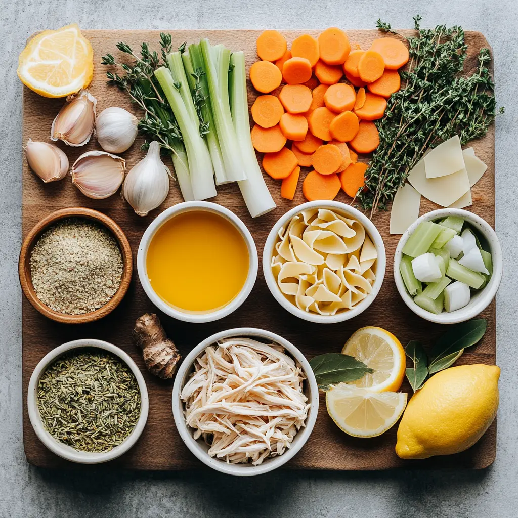 Chicken Noodle Soup Ultimate Cozy Comfort Food Recipe 5 CHICKEN NOODLE SOUP centered hero view, clean and uncluttered