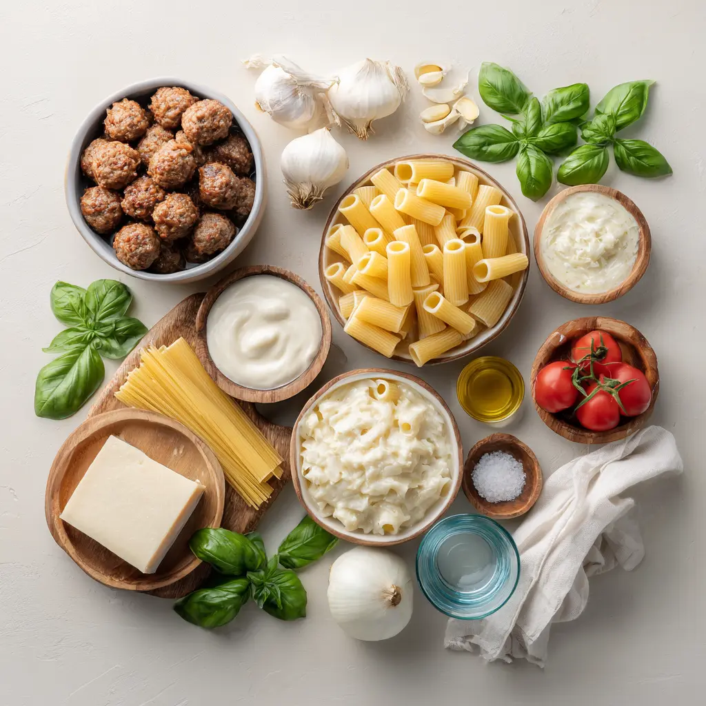 Creamy Italian Sausage Rigatoni: Easy Delicious Recipe 5 CREAMY ITALIAN SAUSAGE RIGATONI plated with creamy white sauce basil oregano and grated cheese