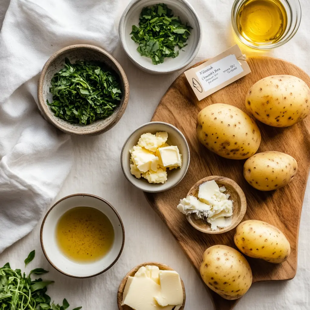 Crispy Air Fryer Smashed Potatoes: Simple Mouthwatering Recipe 5 CRISPY AIR FRYER SMASHED POTATOES on white napkin with herbs and golden crisp edges