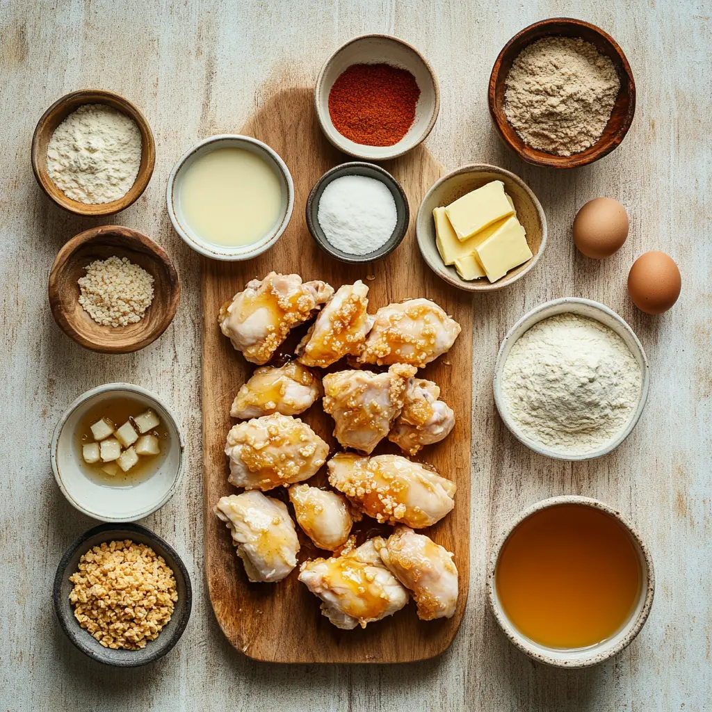 CRISPY BAKED HOT HONEY CHICKEN centered hero view, clean and uncluttered