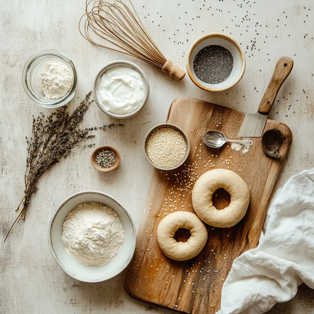 Die besten Protein Bagel: Easy and Delicious Ideas 5 DIE BESTEN PROTEIN BAGEL spelt flour quark sesame poppy seeds shaped bagel rings on napkin