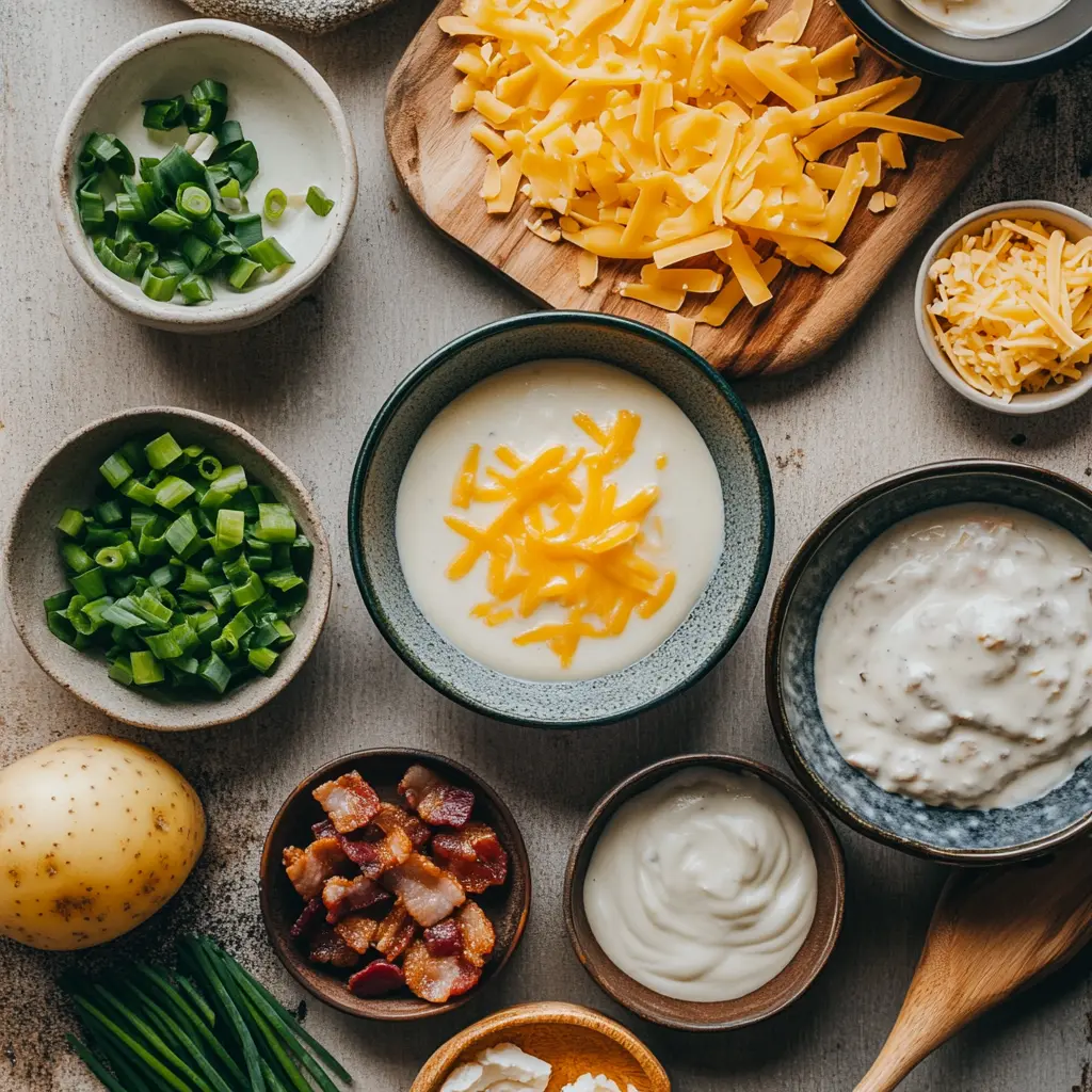 Easy 4 Ingredient Potato Soup Recipe to Enjoy Today 5 EASY 4 INGREDIENT POTATO SOUP RECIPE centered hero view, clean and uncluttered