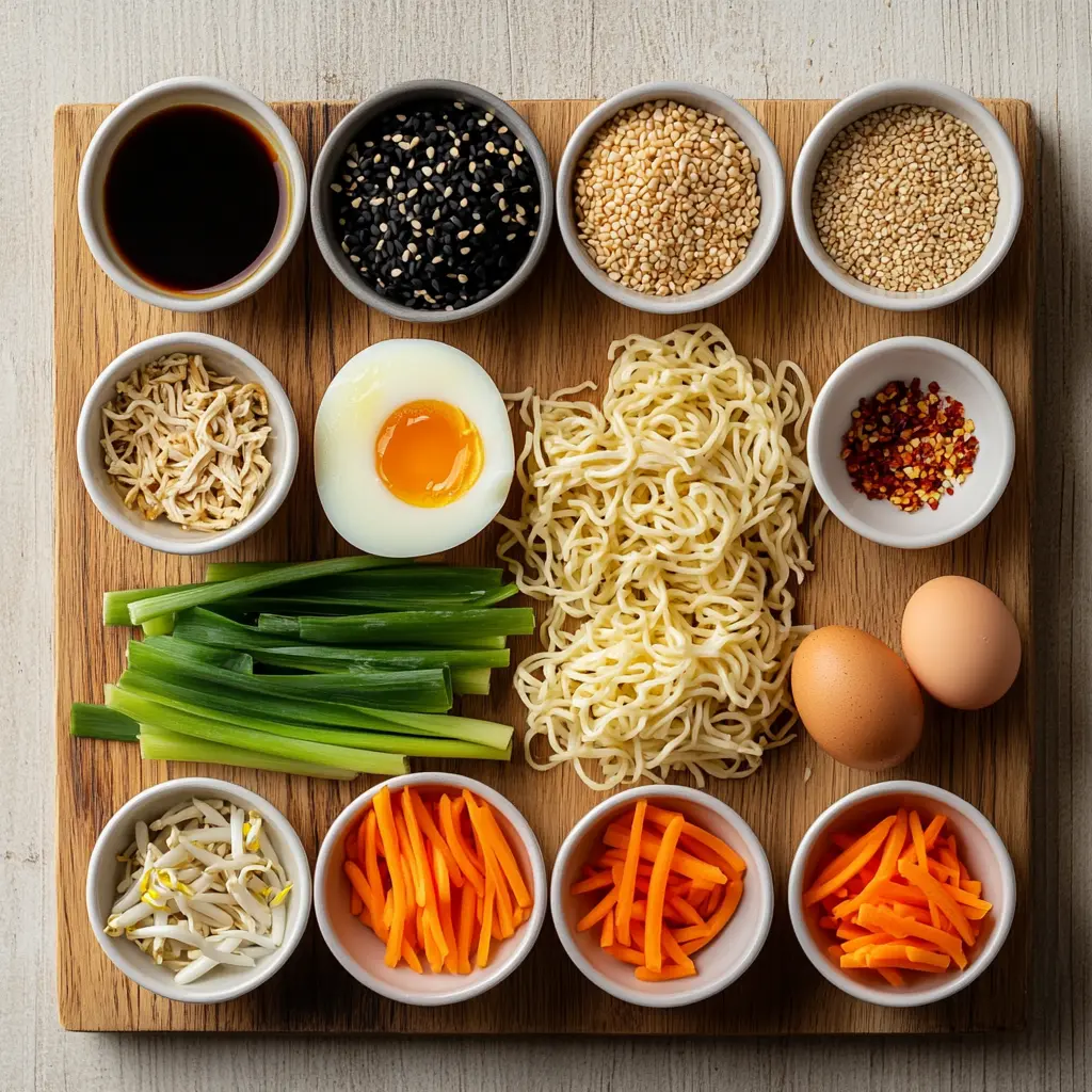 Easy Chicken Ramen: Quick Delicious Recipe for Cozy Nights 5 EASY CHICKEN RAMEN cozy bowl with shredded chicken halved eggs spring onions sesame