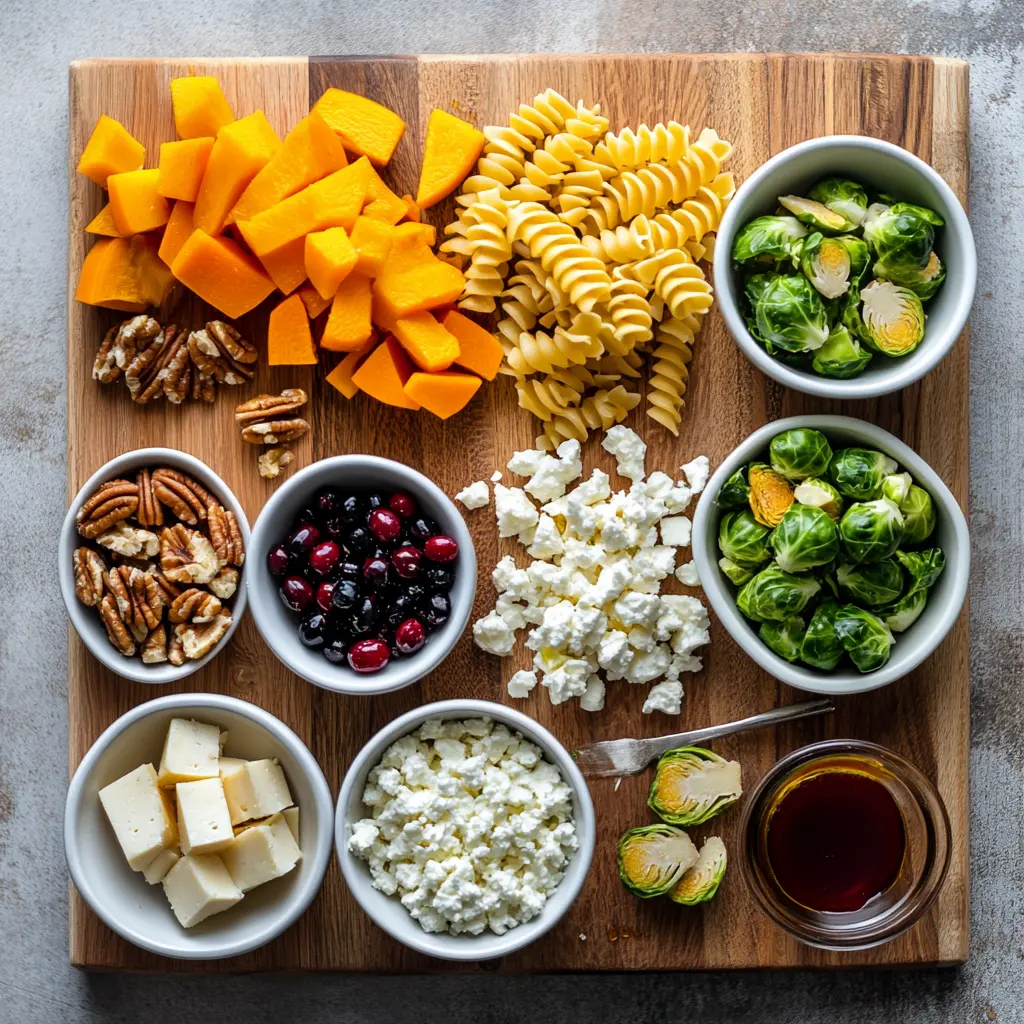 FALL HARVEST PASTA SALAD centered hero view, clean and uncluttered