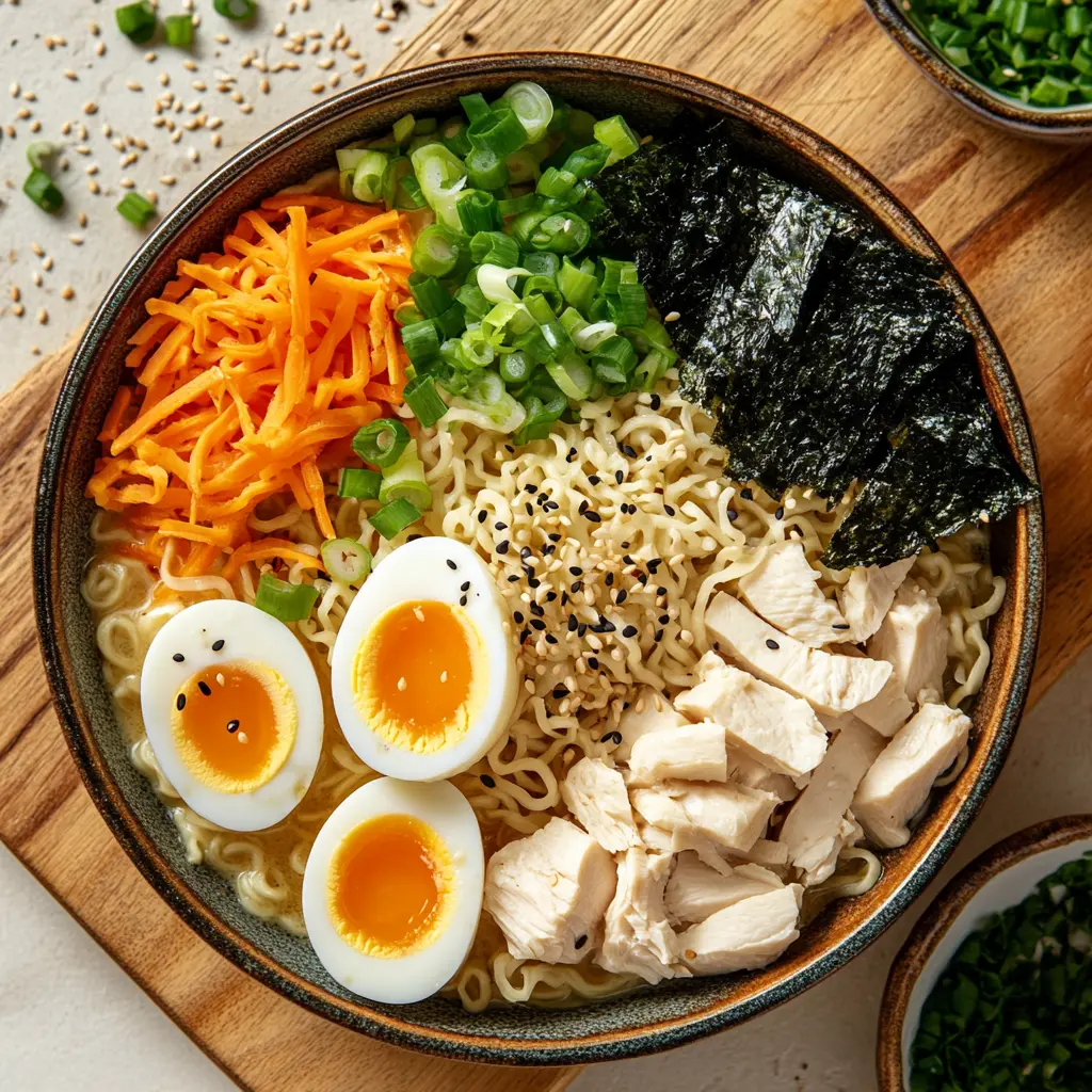 Fiery Chicken Ramen A Comforting Noodle Bowl: Irresistible and Easy Recipe 5 FIERY CHICKEN RAMEN A COMFORTING NOODLE BOWL creamy ramen with chicken and delicately cooked egg