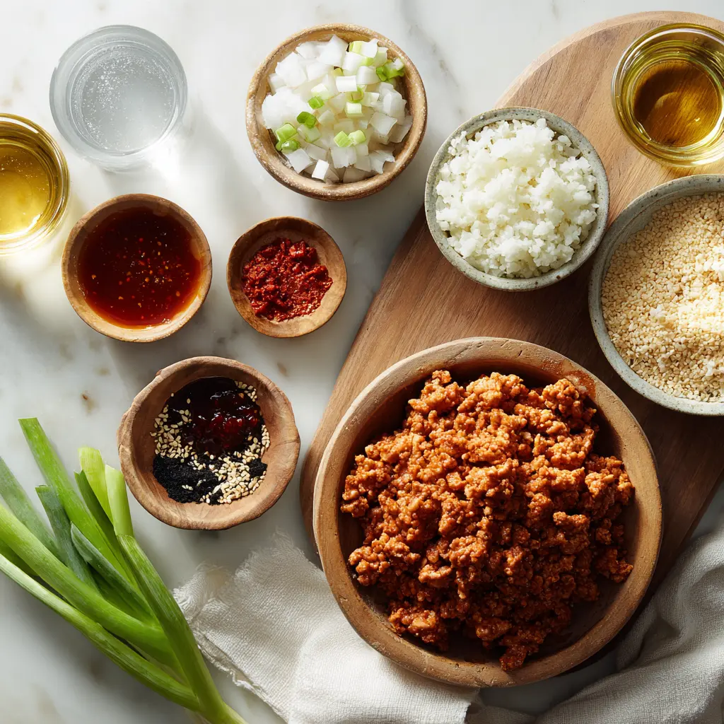 FIRECRACKER GROUND CHICKEN spicy glazed ground chicken over rice warm inviting shot