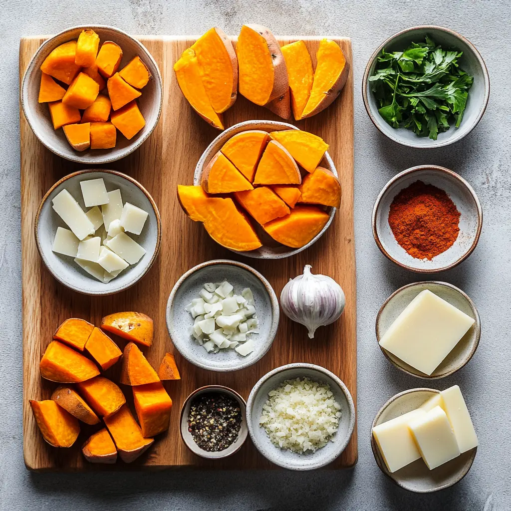 Garlic Parmesan Sweet Potato Wedges You'll Love 5 GARLIC PARMESAN SWEET POTATO WEDGES centered hero view, clean and uncluttered