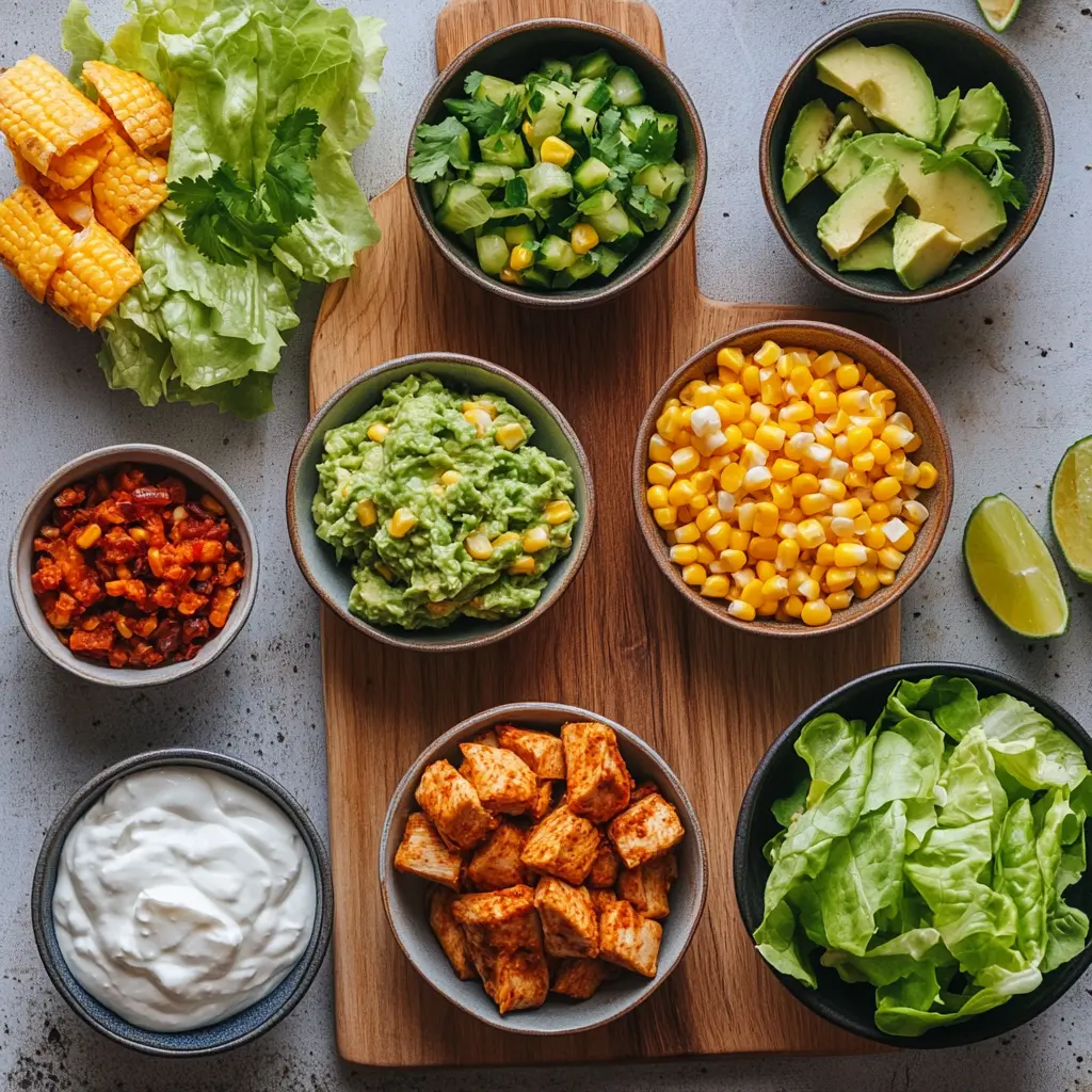 Healthy Chicken Taco Bowls: Delicious Quick Protein Fix 5 HEALTHY CHICKEN TACO BOWLS centered hero view, clean and uncluttered