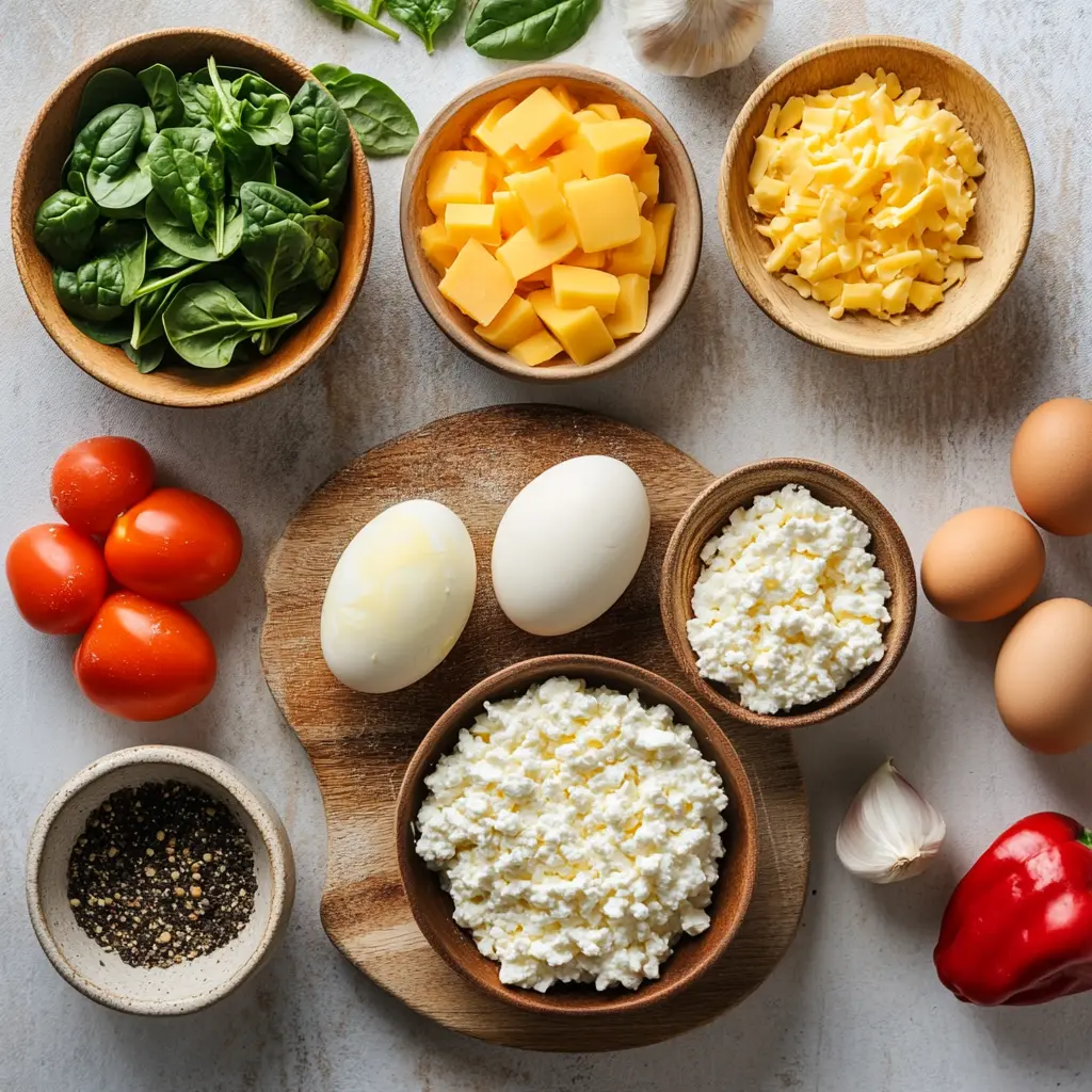 High-Protein Cottage Cheese Egg Bake: Delicious Recipe 5 HIGH PROTEIN COTTAGE CHEESE EGG BAKE centered hero view, clean and uncluttered