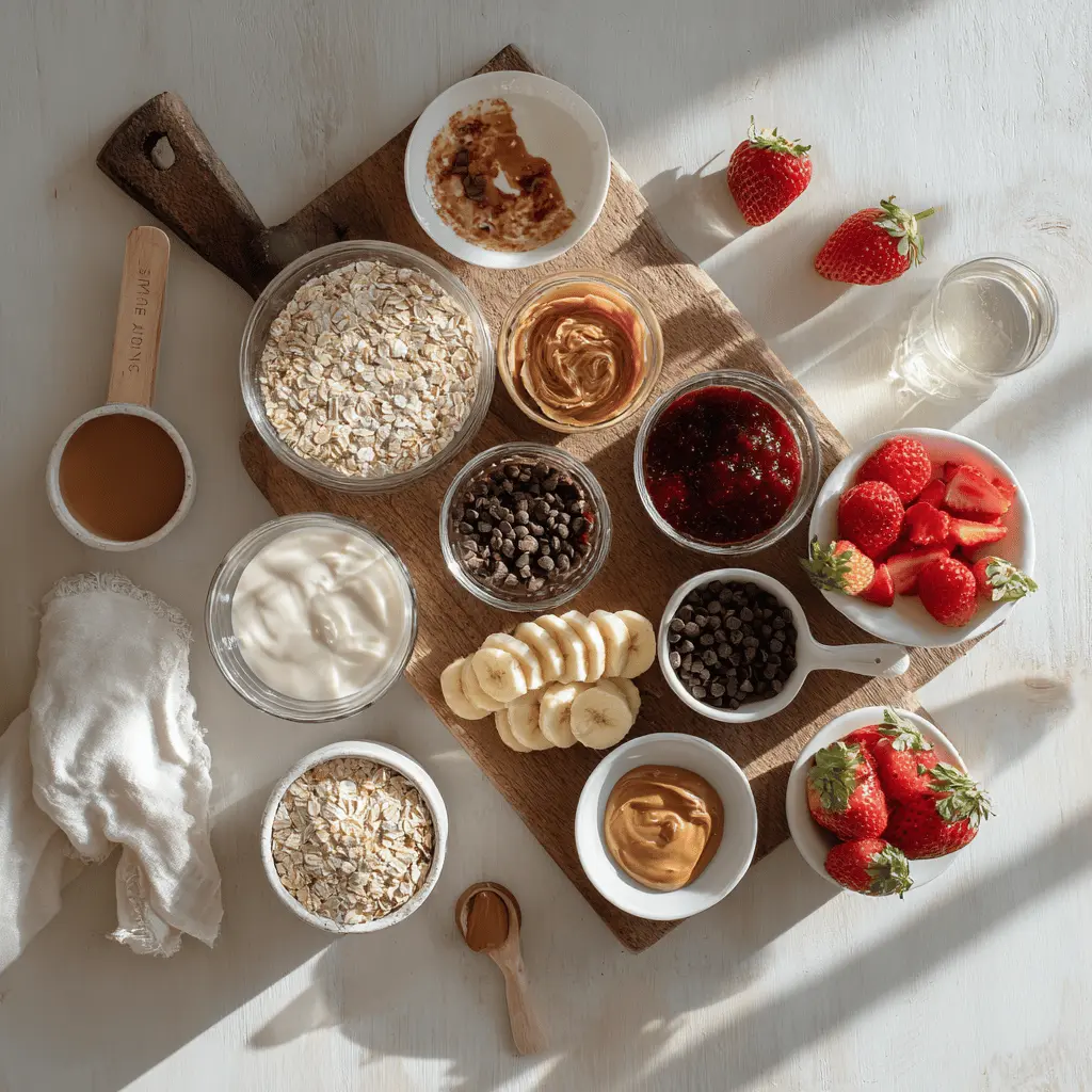 High-Protein Overnight Oats: Simple Delicious Recipe 5 HIGH PROTEIN OVERNIGHT OATS centered hero view, clean and uncluttered