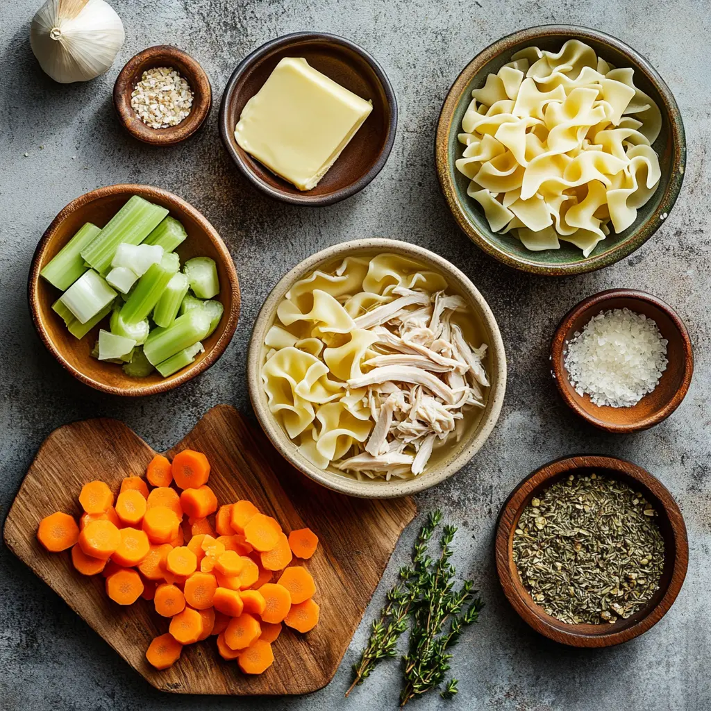 PANERA CHICKEN NOODLE SOUP RECIPE centered hero view, clean and uncluttered