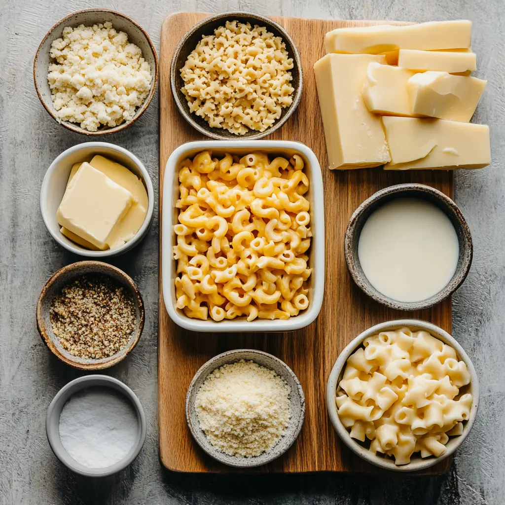 SOUTHERN BAKED MAC AND CHEESE centered hero view, clean and uncluttered