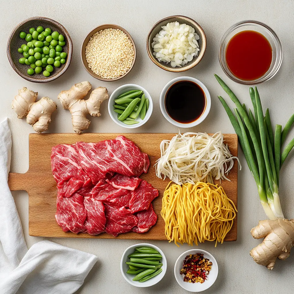 Sticky Beef Noodles: Quick & Delicious Recipe 5 STICKY BEEF NOODLES close-up plated with sesame and green onions, warm natural light