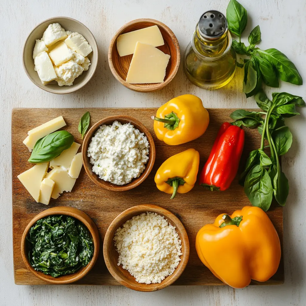 Tuscan Ricotta Stuffed Peppers Recipe You'll Love 5 TUSCAN RICOTTA STUFFED PEPPERS centered hero view, clean and uncluttered