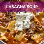 LASAGNA SOUP centered hero view, clean and uncluttered