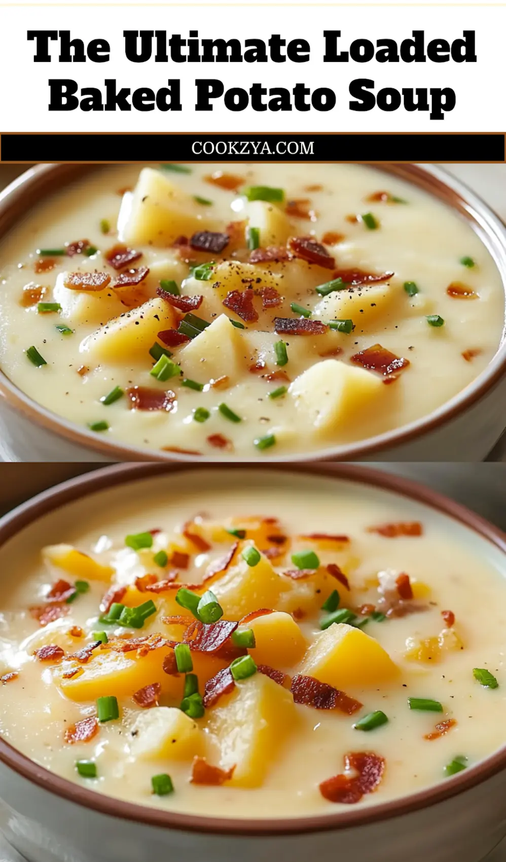LOADED BAKED POTATO SOUP centered hero view, clean and uncluttered_pin