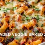 LOADED VEGGIE BAKED ZITI centered hero view, clean and uncluttered