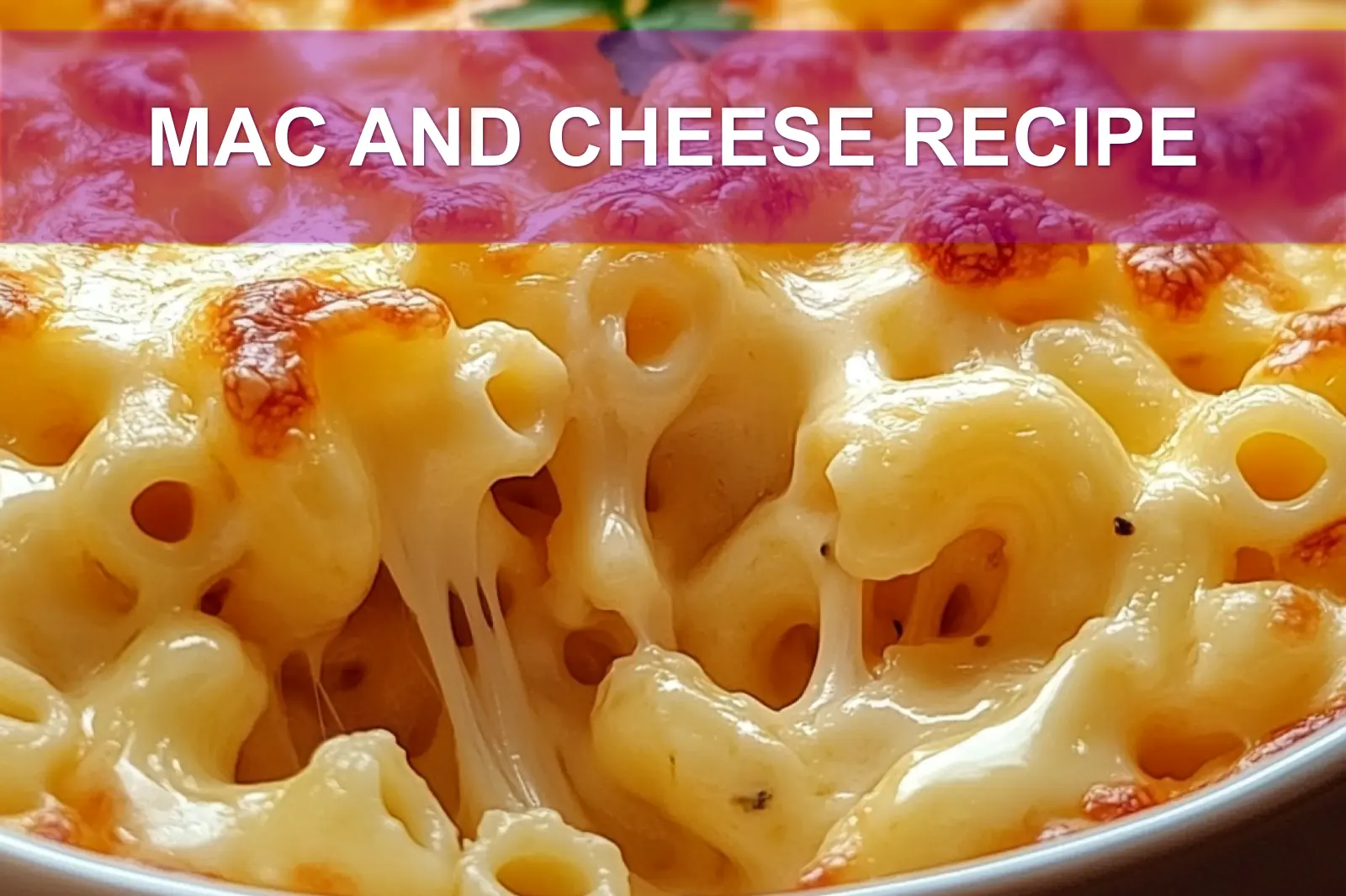 MAC AND CHEESE RECIPE centered hero view, clean and uncluttered