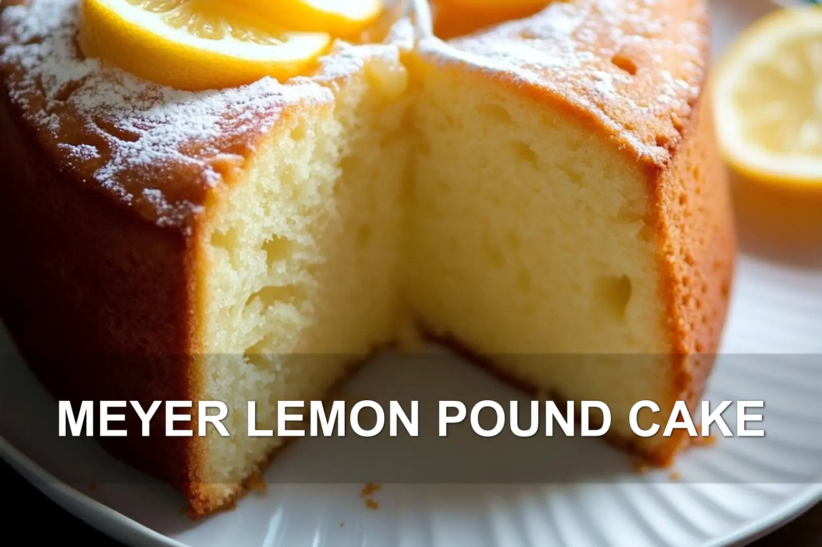 MEYER LEMON POUND CAKE centered hero view, clean and uncluttered