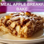 OATMEAL APPLE BREAKFAST BAKE hero image warm tones shallow depth of field glass water