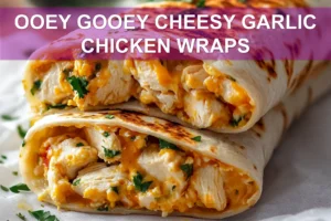 Ooey Gooey Cheesy Garlic Chicken Wraps: Easy Delicious Recipe! OOEY GOOEY CHEESY GARLIC CHICKEN WRAPS close-up three-quarter eye-level melted cheese herbs