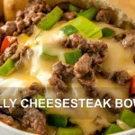 PHILLY CHEESESTEAK BOWLS centered hero view, clean and uncluttered