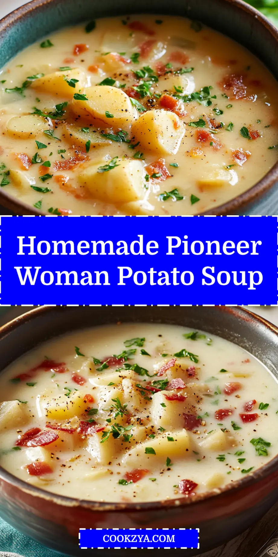 Pioneer Woman Potato Soup Perfect Easy and Delicious 6 PIONEER WOMAN POTATO SOUP RECIPE centered hero view, clean and uncluttered_pin