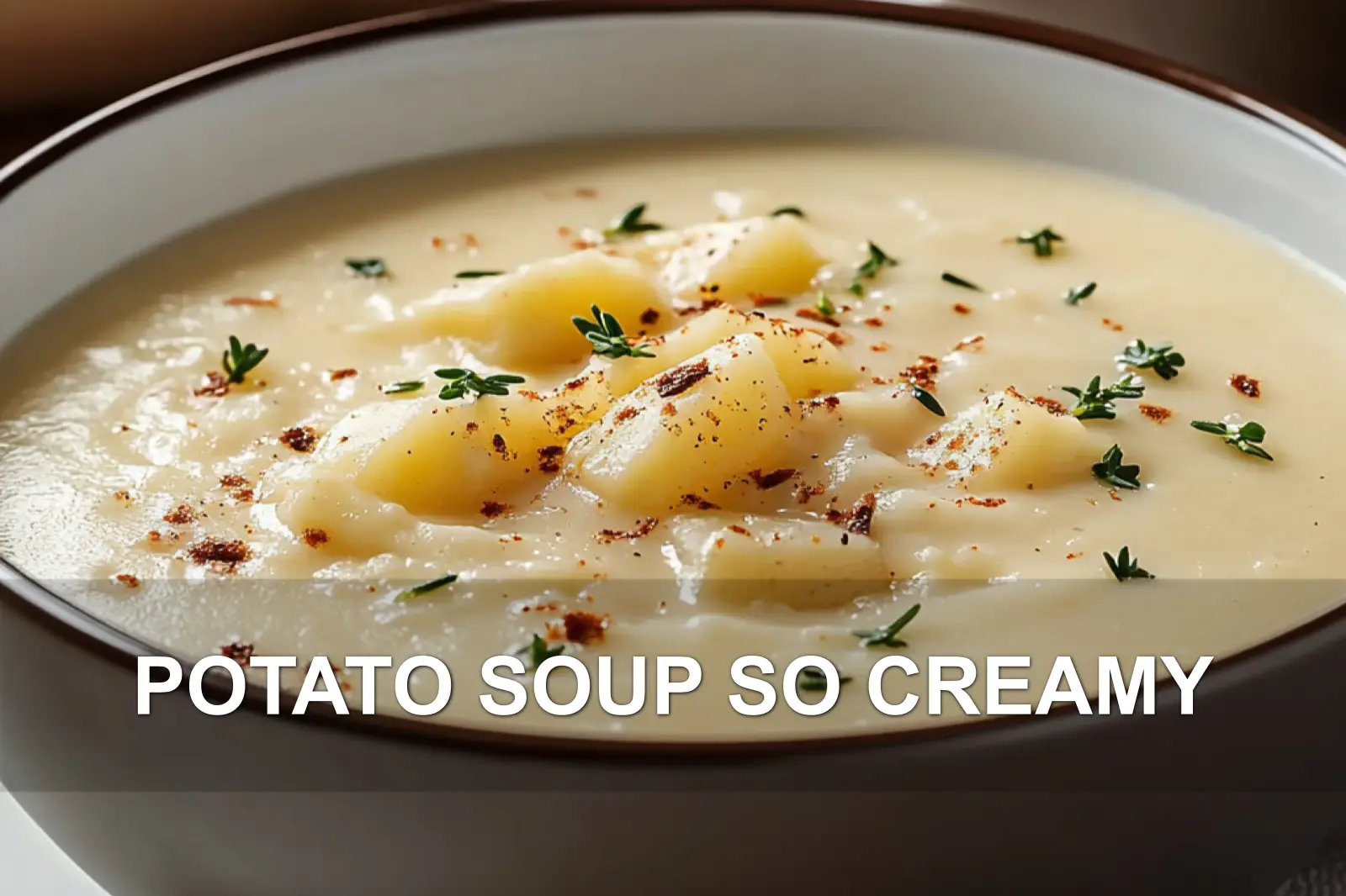 POTATO SOUP SO CREAMY centered hero view, clean and uncluttered