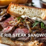 PRIME RIB STEAK SANDWICHES centered hero view, clean and uncluttered
