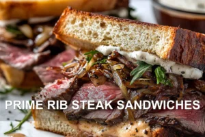 Prime Rib Steak Sandwiches: Irresistibly Delicious Recipes PRIME RIB STEAK SANDWICHES centered hero view, clean and uncluttered
