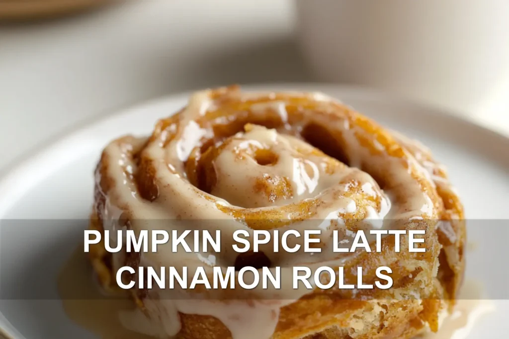 PUMPKIN SPICE LATTE CINNAMON ROLLS centered hero view, clean and uncluttered