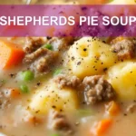 SHEPHERDS PIE SOUP centered hero view, clean and uncluttered