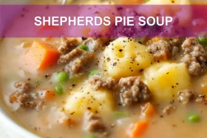 SHEPHERDS PIE SOUP centered hero view, clean and uncluttered