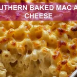 SOUTHERN BAKED MAC AND CHEESE centered hero view, clean and uncluttered