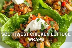 Southwest Chicken Lettuce Wraps Quick Easy Delicious SOUTHWEST CHICKEN LETTUCE WRAPS centered hero view, clean and uncluttered