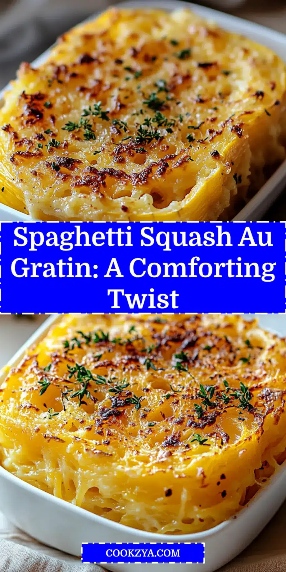 SPAGHETTI SQUASH AU GRATIN centered hero view, clean and uncluttered_pin