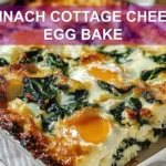 SPINACH COTTAGE CHEESE EGG BAKE golden baked casserole with spinach and scallions