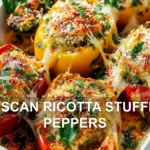 TUSCAN RICOTTA STUFFED PEPPERS centered hero view, clean and uncluttered