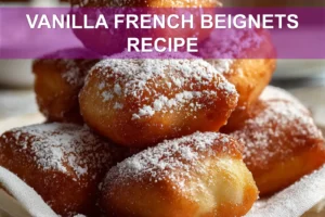 Vanilla French Beignets Recipe: Simple and Delicious VANILLA FRENCH BEIGNETS RECIPE golden beignets dusted with powdered sugar on white napkin